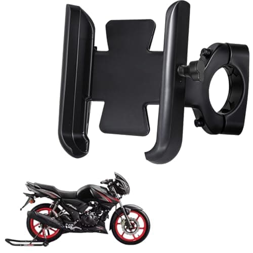 WHIPONE CNC Metal Bike Mobile Holder Compatible for TVS Apache RTR 160, 360° Rotation Phone Mount Cradle for Bicycle & Motorcycle, Handlebar for All Smartphones, Anti-Slip, Full Grip (Black)