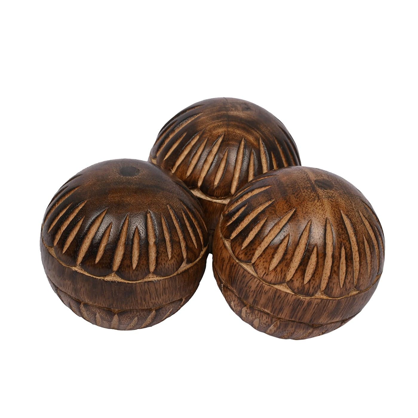 EDHAS Decorative Mango Wood Round Balls Set of 3 for Centerpiece or Individual Use Ideal for Use in Tray Bowl or Basket Decor
