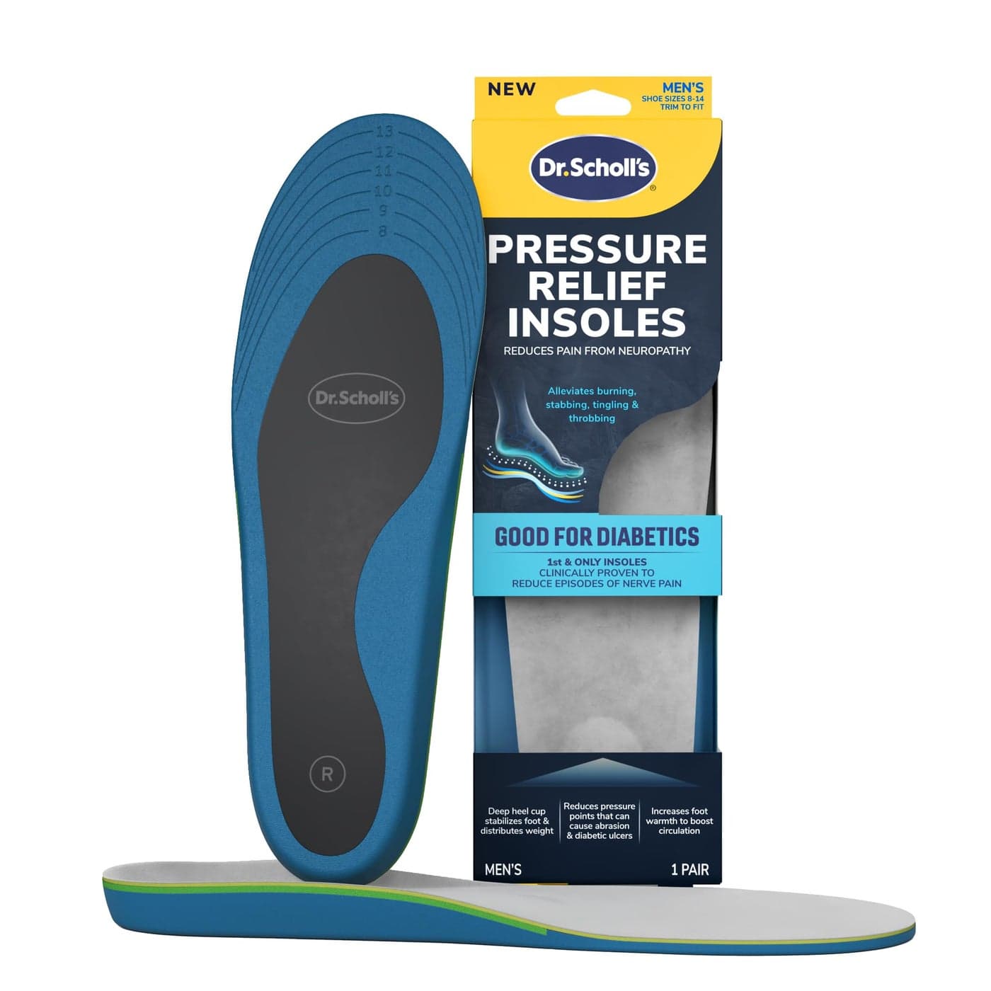 Dr Scholls Pressure Relief Insoles The Only Proven Insole to Reduce Episodes of Nerve Pain Neuropathy Pain Relief for Feet Good for Diabetics Reduces Foot Pressure Shoe Inserts Men Size 814