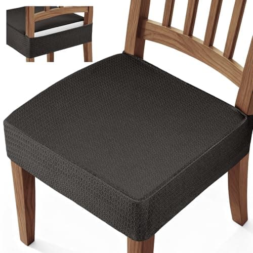 Songrey Waterproof Seat Covers for Dining Chairs Set of 4, No Rear Chair Covers, Stretch Removable Washable Chair Slipcover Protector, Black