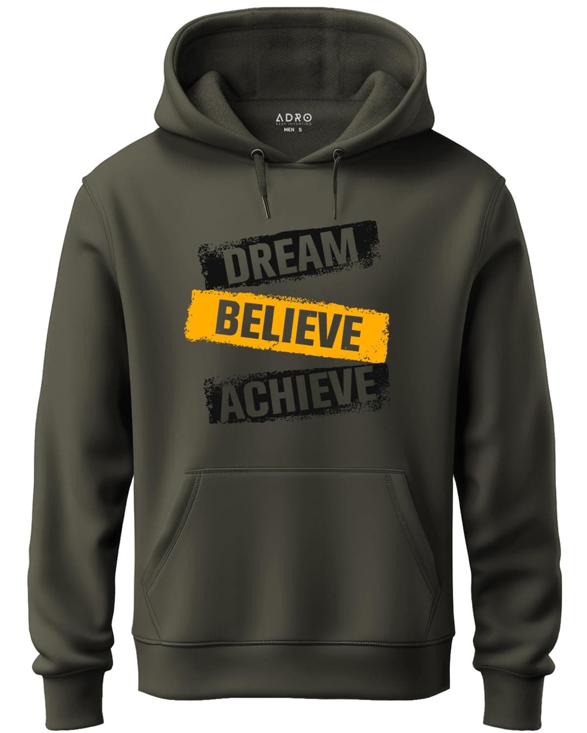 ADRO Men's Cotton Neck Hooded Sweatshirt (H21-M-DBA-OL_Olive_M)