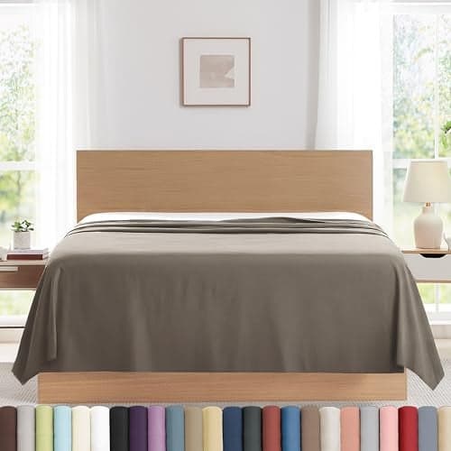 Southshore Fine Living, Inc. King Size Flat Sheet Only, 132"x110" Oversized Top Sheets Only, Taupe Bedding, Easy Care Cal/King Flat Bed Sheets - Stay Tucked on Deep Pocket Mattresses, Dark Taupe