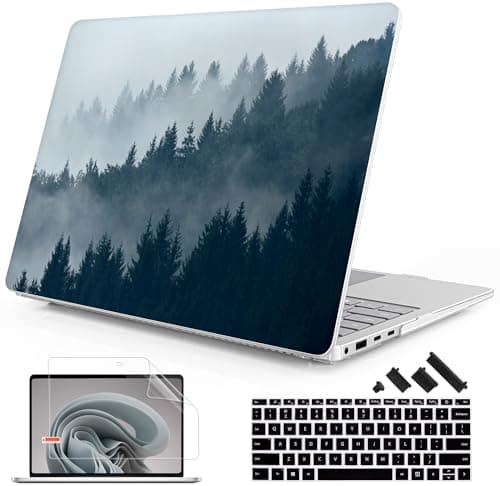 Mektron Case for 138 Microsoft Surface Laptop 7 Windows 11 AI PC 2024 Surface Laptop 138 Inch Cover Fits Model 2036 Keyboard Cover Screen Protector Dust Plugs Misty Forest C132