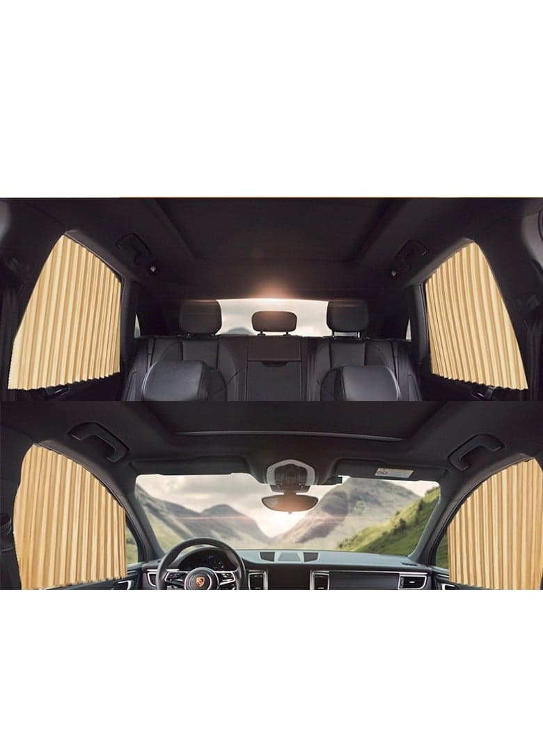 4 Piece Slidable Magnetic Car Side Window Sun Shade Curtain Gold