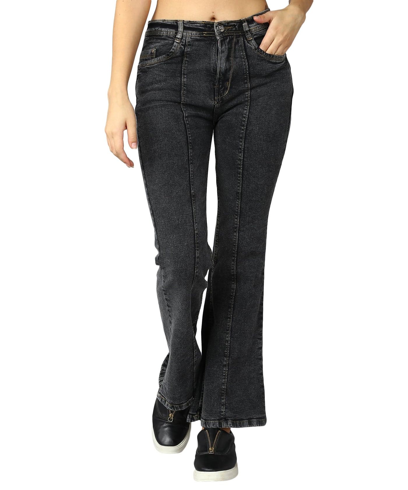 Nifty Women's Denim Wide Leg Jeans (Jean_1452_BLK_36_Black_36)