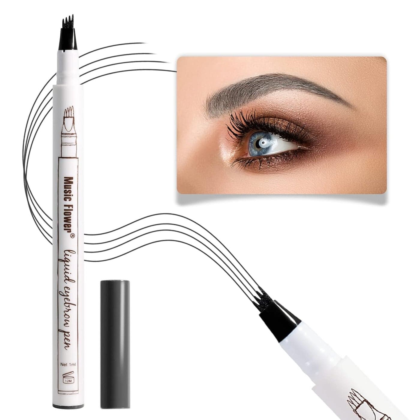 Eyebrow Pen Liquid Eyebrow Pen Waterproof Brow Pencil with MicroFork Tip Smudgeproof Long Lasting Fine Sketch Microblading PenDark grey