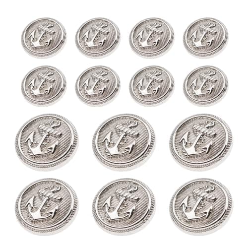 14pcs Metal Silver Blazer Buttons Set 18mm 23mm Silver Buttons for Suit Coat Uniform Jacket Blazer Buttons for Men Suits Buttons
