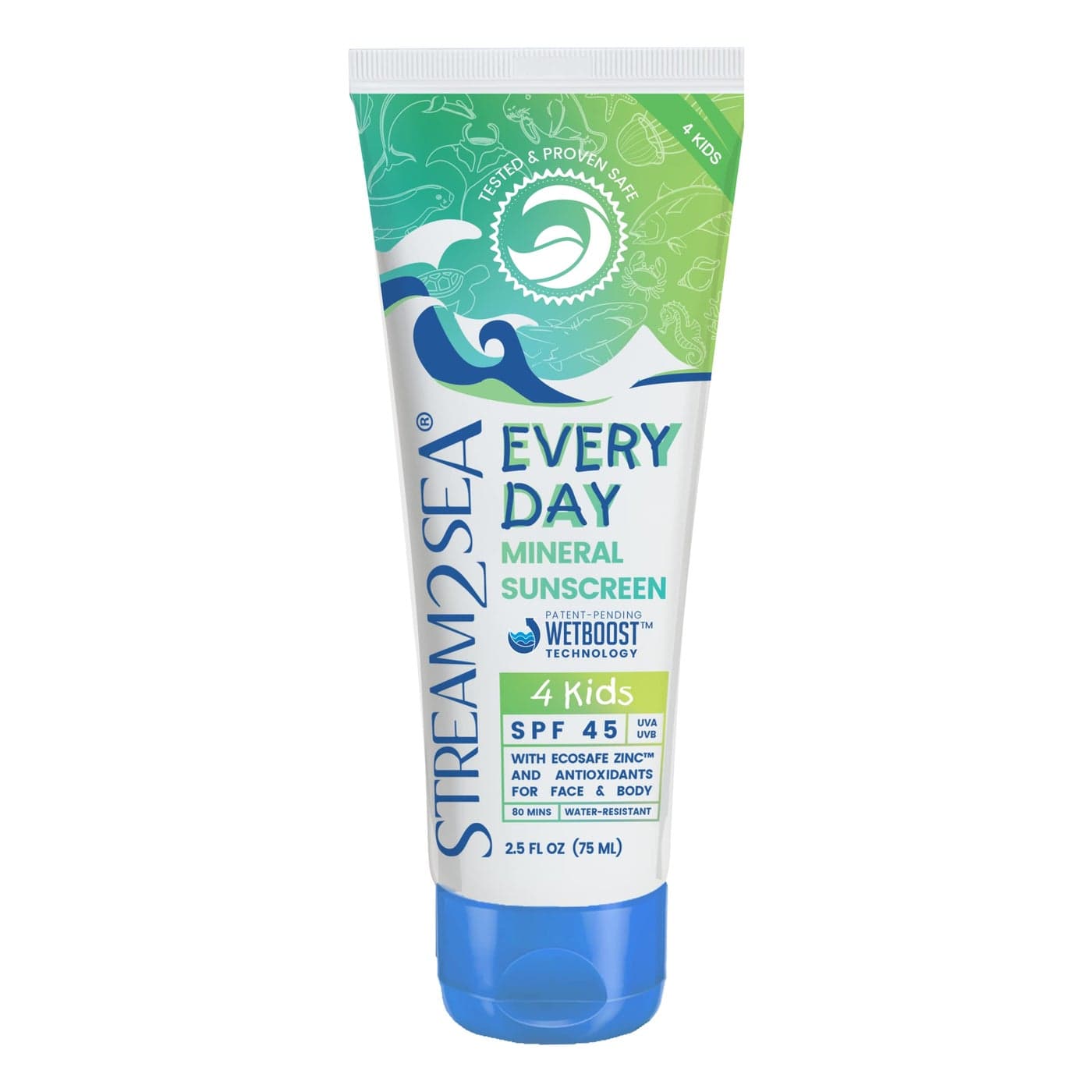 SPF 45 Every Day Kids Mineral Sunscreen | 2.5 Fl Oz Biodegradable, Paraben Free & Reef Safe Sunscreen for Face & Body for Kids | Non-Greasy, Lightweight & Sheer Mineral Protection Against UVA & UVB