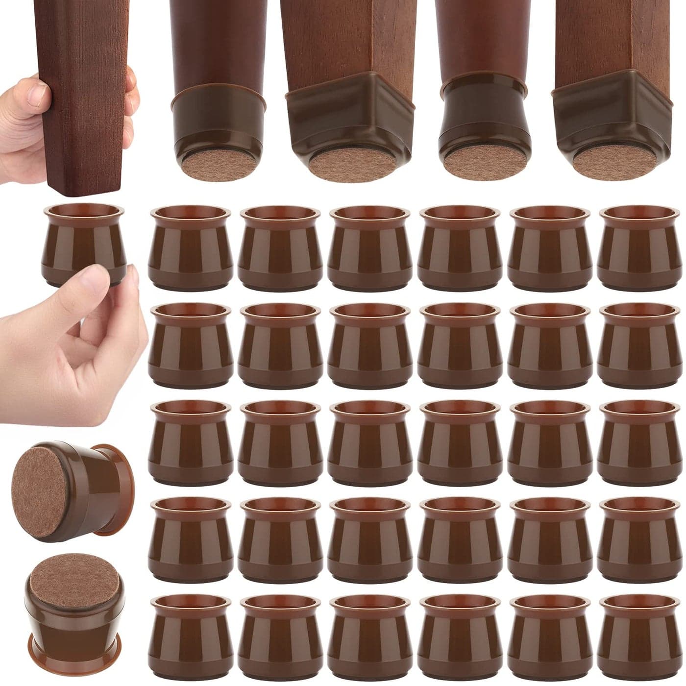 CNDREAM Chair Leg Protector for Hardwood Floors 32 Pcs Silicone Chair Leg Caps Felt Furniture Pads for Protecting Wood Floors from Scratches and Noise Smooth Moving for Chair Seats
