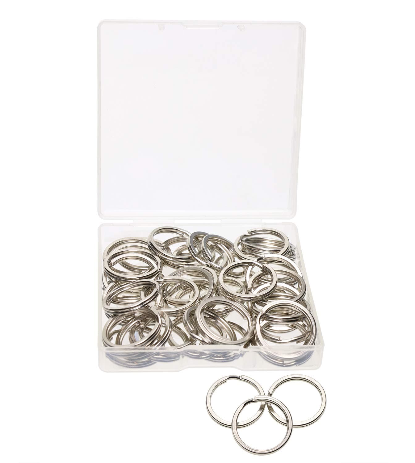 Shapenty 0.75Inch Small Split Flat Metal Key Ring Clip Holder, Silver, 50PCS