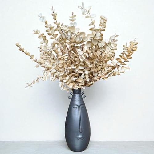 Garden Art Pack of 1 Artificial Velvet Touch Eucalyptus Leaf Bunch Without Pot, 4 Head, 58 cm GAAVTELB-4H-58WS (White Shaded)