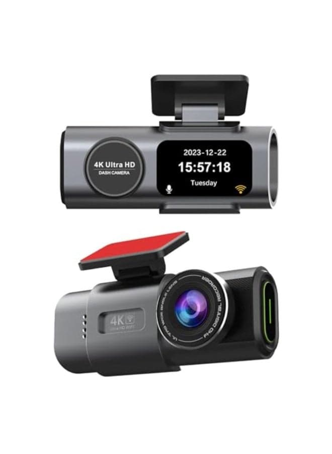 4K Dash Cam Car Camera, Front Rear Dash Camera for Cars, 2 Channels Dual Lens Ultra Wide Angle Dashcams with Night Vision, WiFi Control Gravity Induction, 24 Hours Parking Mode, Loop Recording, WDR