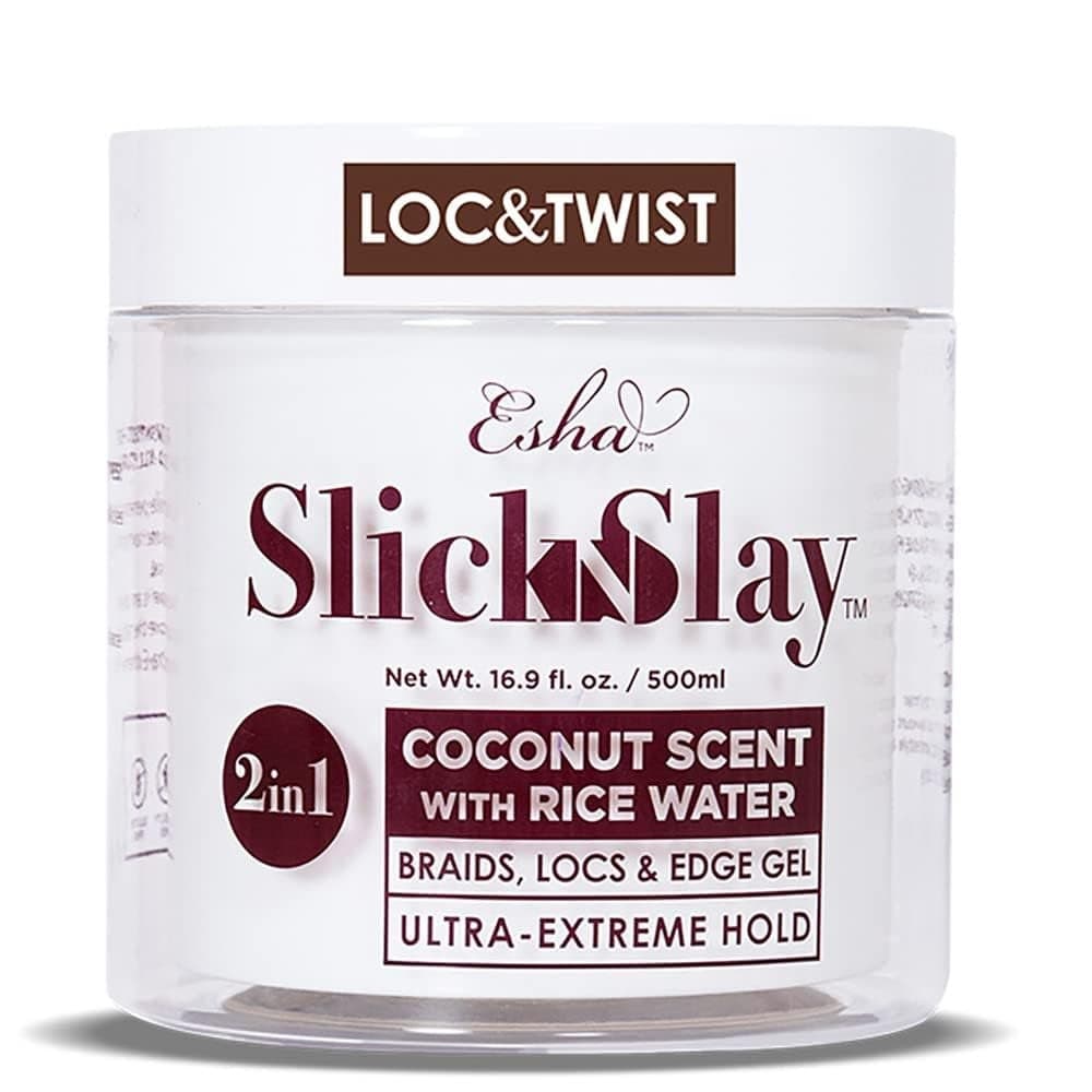 Esha Slick N Slay Braiding Gel 3in1 Ultra Extreme Hold Hydrating and Conditioning Gel for Locs Twists Braids and Edges COCONUT 17 oz