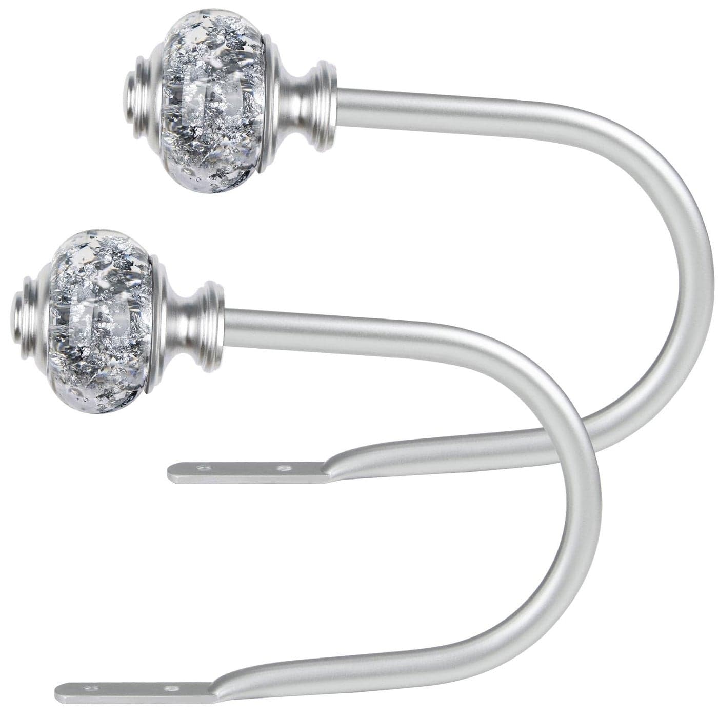 2 Pack Silver Curtain Holdbacks USFOOK Decorative Drapery Tiebacks 2 Pack1 Pair Curtain Tie Back Hooks for Wall with Translucent Finials 61 L x 41 W