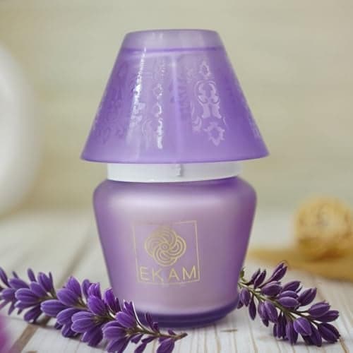 EKAM Scented Frost Glass Lampshade Candle | Lavender Scented Candle | Luxury Fragrances| Ideal for Home Decor, Aromatherapy & Gifting | 22 Hours Burn time |114 g