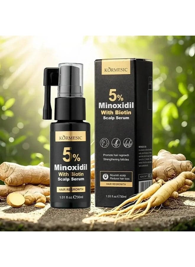 5% Minoxidil Hair Growth Treatment with Biotin for Thicker and Stronger Hair Formulated to target hair fall and thinning concerns, this scalp serum promotes healthier hair growth while nourishing the scalp. The lightweight formula absorbs quickly and supports stronger, denser-looking hair from root