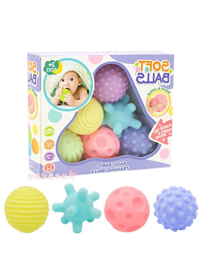 Children's Toys Ball Games Infant Hand Grab Ball Ringing Soft Rubber Water Play Toy Massage Pinch Ringing Can Be Bite-Color:Hand Catch Ball 6/gift Box