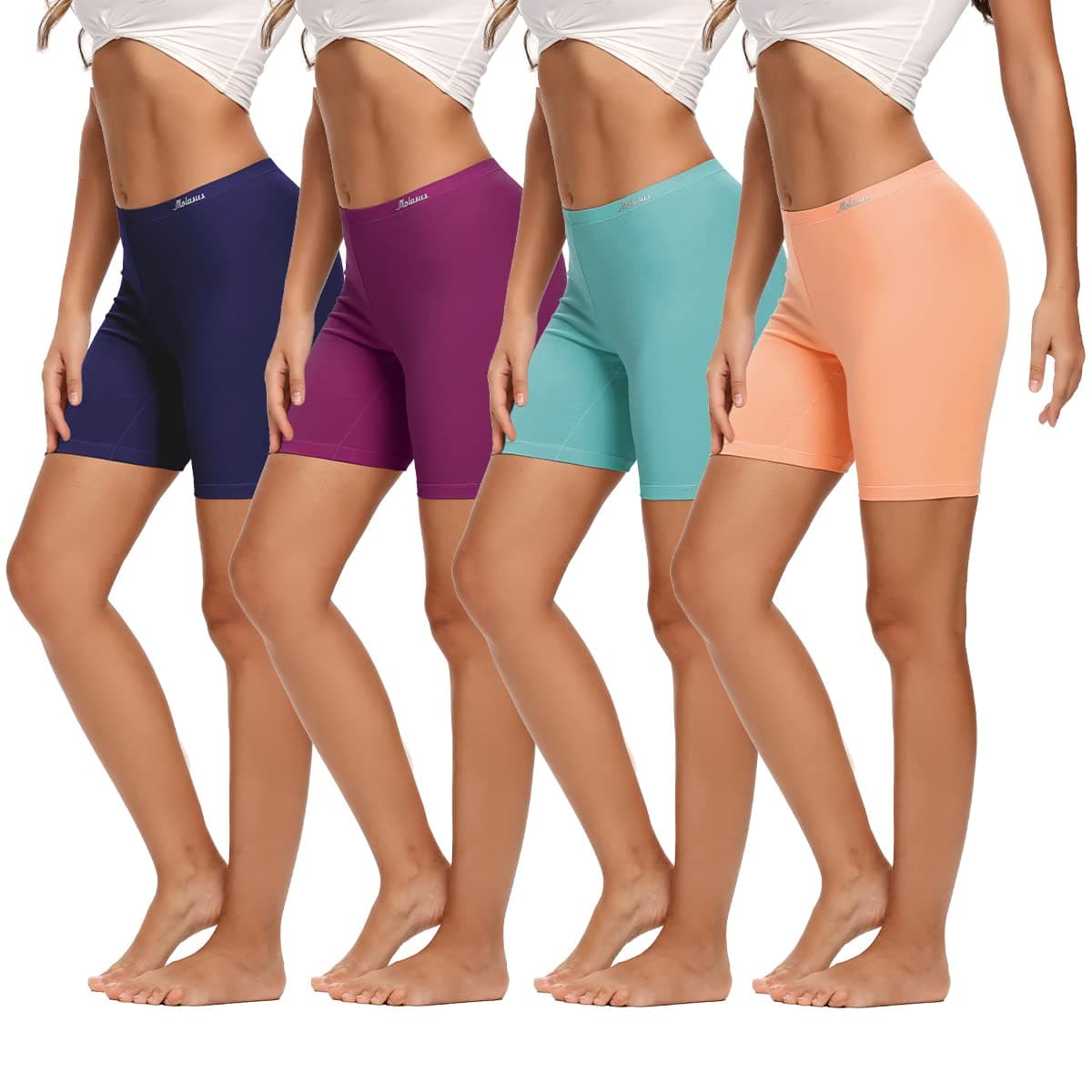Molasus Womens Boxer briefs Cotton Boy Shorts Underwear Anti Chafing Bike Short Long Leg Under Shorts Multicolor 4 Pack XX-Large
