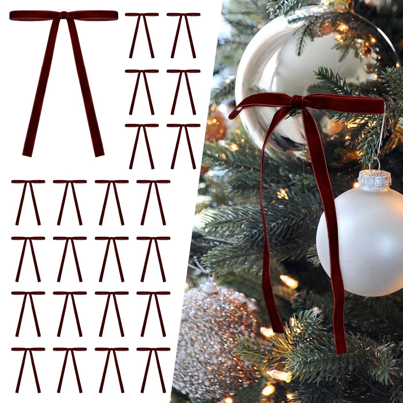 SIMISI RIBBON 24 Pcs Velvet Christmas Tree Bows Door Garland Decor Vintage Wreath Bow 38 Wide 5 7 inch