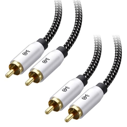 Cable Matters Braided 2-Pack Shielded Subwoofer Cable - 10ft / 3m, RCA Cord, Digital Coaxial Audio Cable for LFE Subwoofer, Home Theater Systems, and More