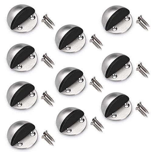 Sumnacon Floor Door Stopper 10 Pcs Stainless Steel Door Stopper with Rubber BumperContemporary Safety Floor Mounted Doorstop with Hardware Screws Heavy Duty Home Commercial Floor Door Stop