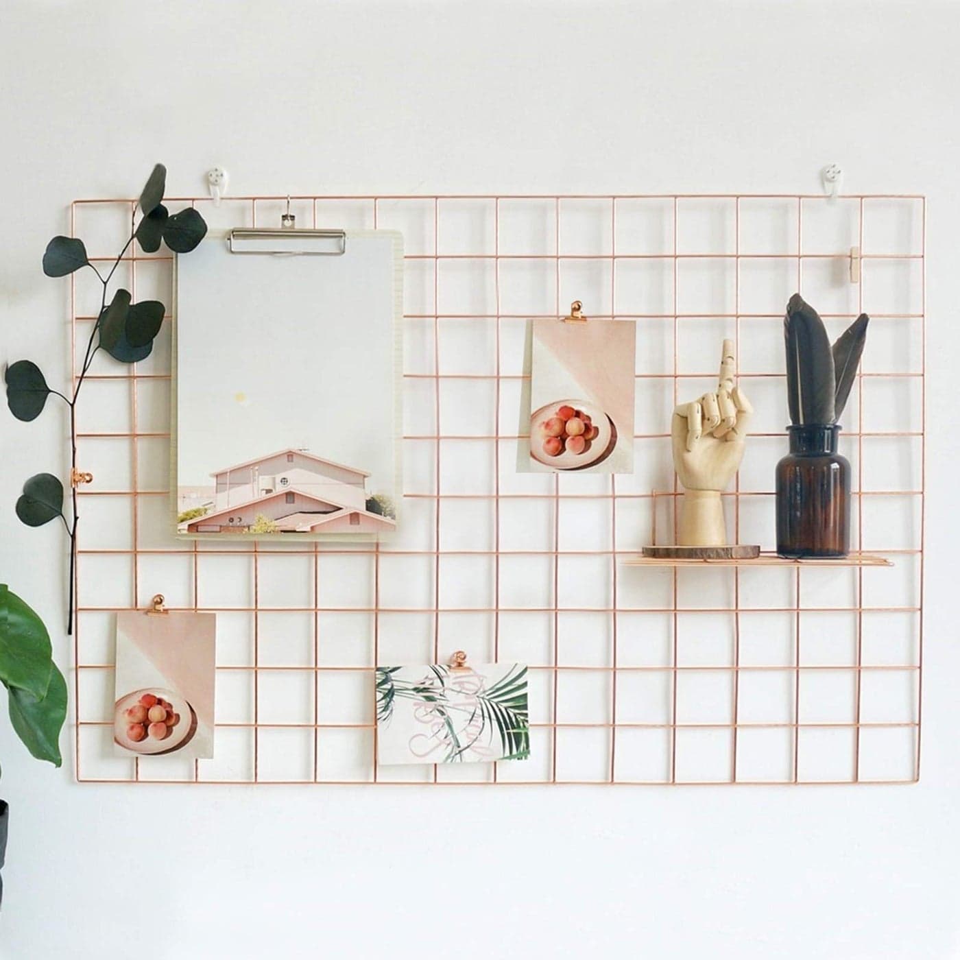 GBYAN Wall Grid 2 Pack Wire Photo Grid Panels Metal Picture Rack Wall Organizer for Memo Photo Display 256 x177 Each Grid Panel