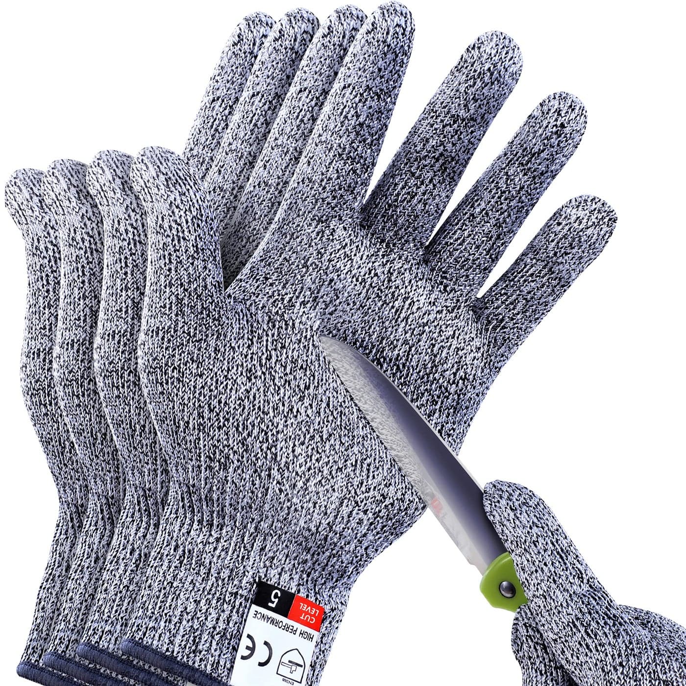 THOMEN 4 PCS ML Cut Resistant Gloves Level 5 Protection for Kitchen Upgrade Safety Anti Cutting Gloves for Meat Cutting Wood Carving Mandolin Slicing and More