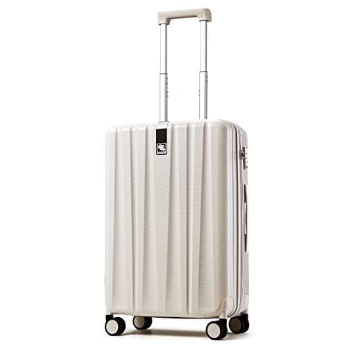 Hanke 20 Inch Carry On Luggage 22x14x9 Airline Approved Lightweight PC Hard Shell Suitcases with Wheels Travel Luggage Rolling Suitcase Travel Luggage Bag Christmas Gifts for Birthday(Ivory White)