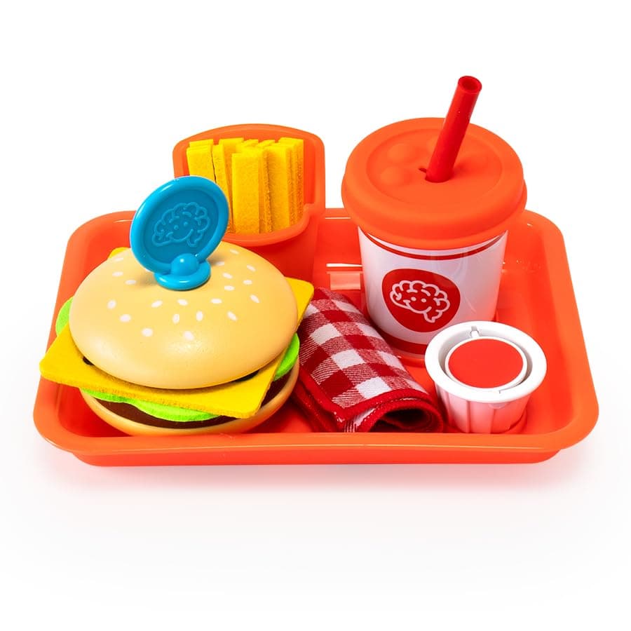 Fat Brain Toys Pretendables Burger Fries Imaginative Play Food Set for Ages 3 to 7