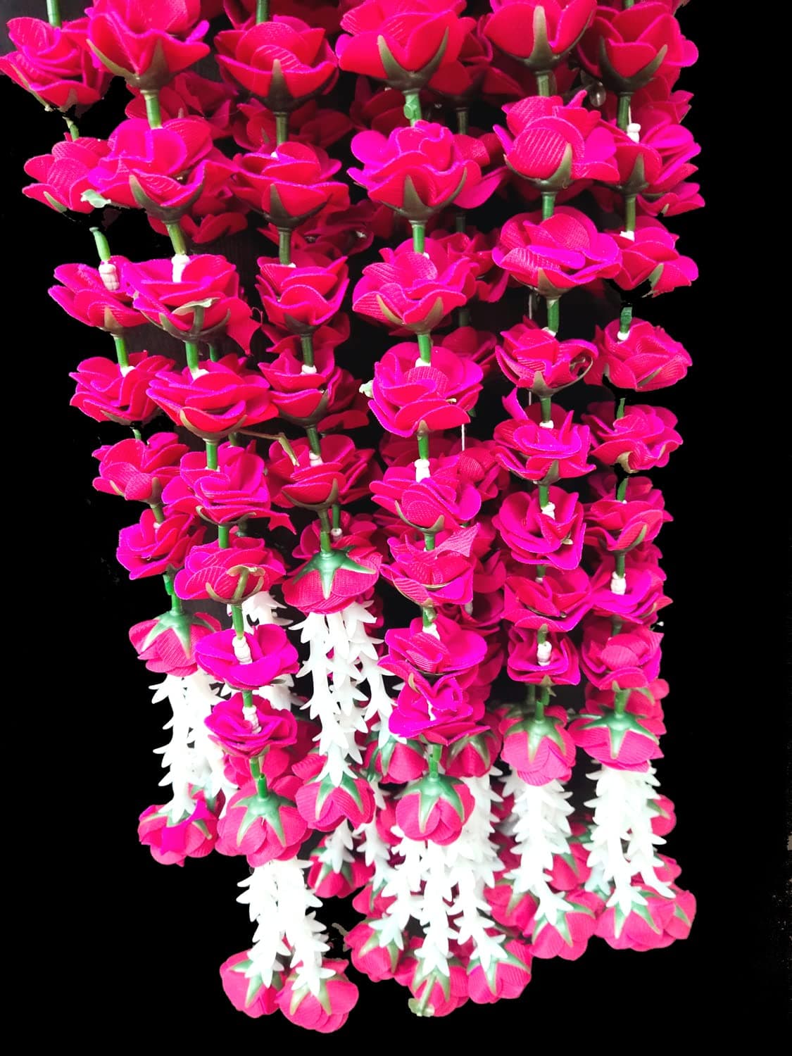 3A FEATURETAIL 5ft Artificial Velvet Roses Garland String, Duplicate Roses Chain for Decoration (5Ft Length 4pc Set, Velvet Pink Roses Ladi)