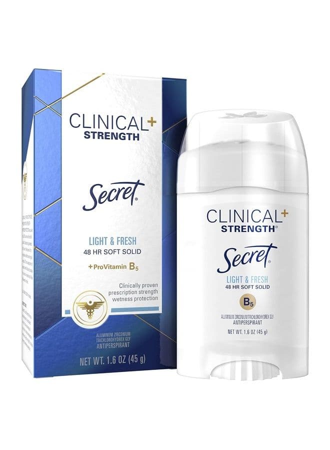 Clinical Strength Anti-Perspirant Deodorant Soft Solid, Light & Fresh Scent 1.60 oz (Pack of 3)