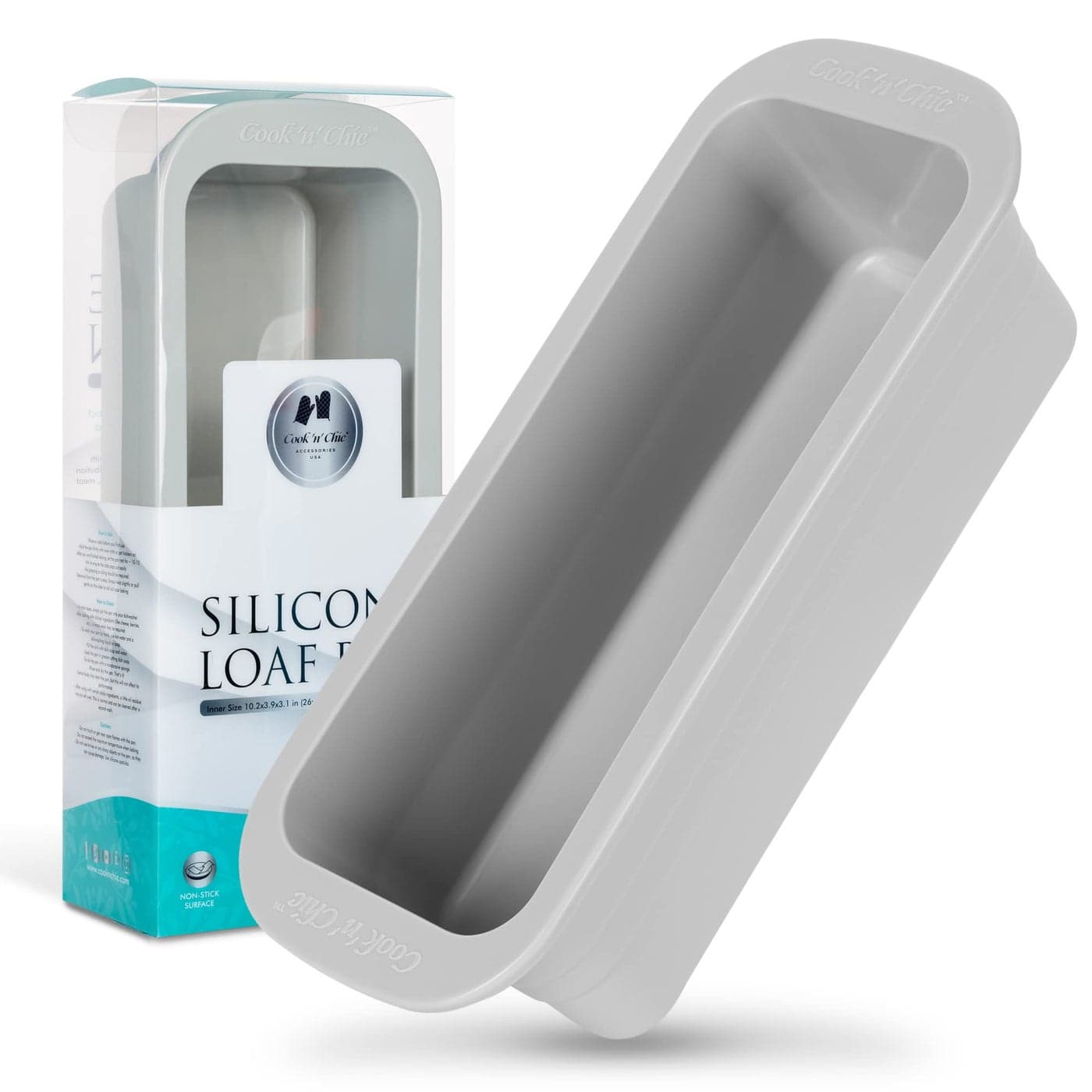 Silicone Loaf Pan Large NonStick Oven Dish Professional Bakeware Baking Mould for Cakes Pies Breads Microwave Dishwasher Freezer Safe Quick Release 102x39x31 by CooknChic