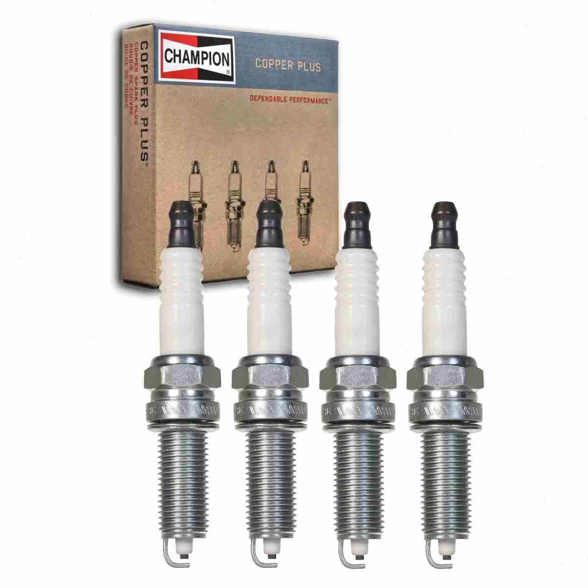 4 pc Champion Copper Plus Spark Plugs compatible with Kia Forte 18L 20L L4 20142018