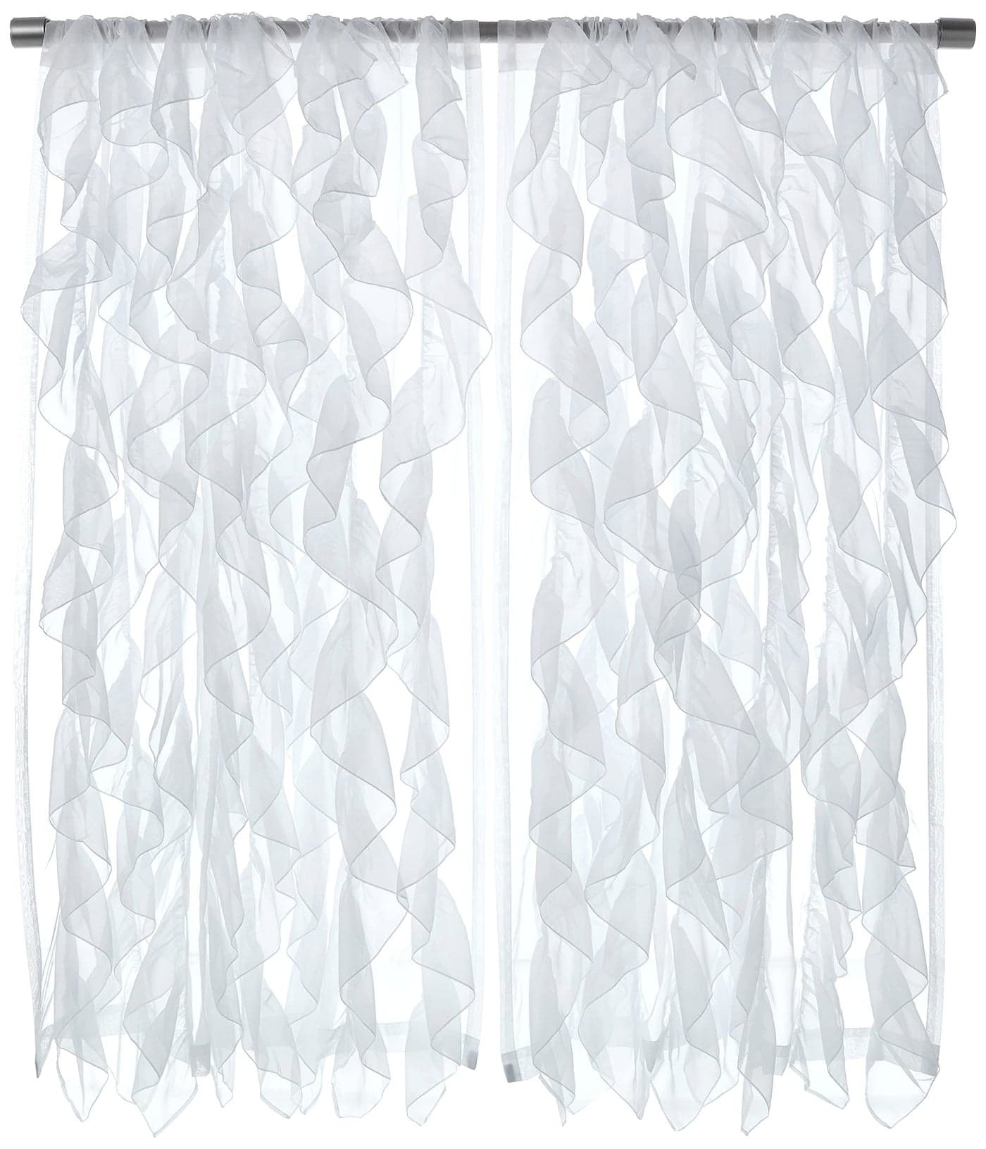 Sweet Home Collection 2 Pack Window Treatment Sheer Cascading Panel Vertical Ruffled Curtains in Many Sizes and Colors 63 x 50 White