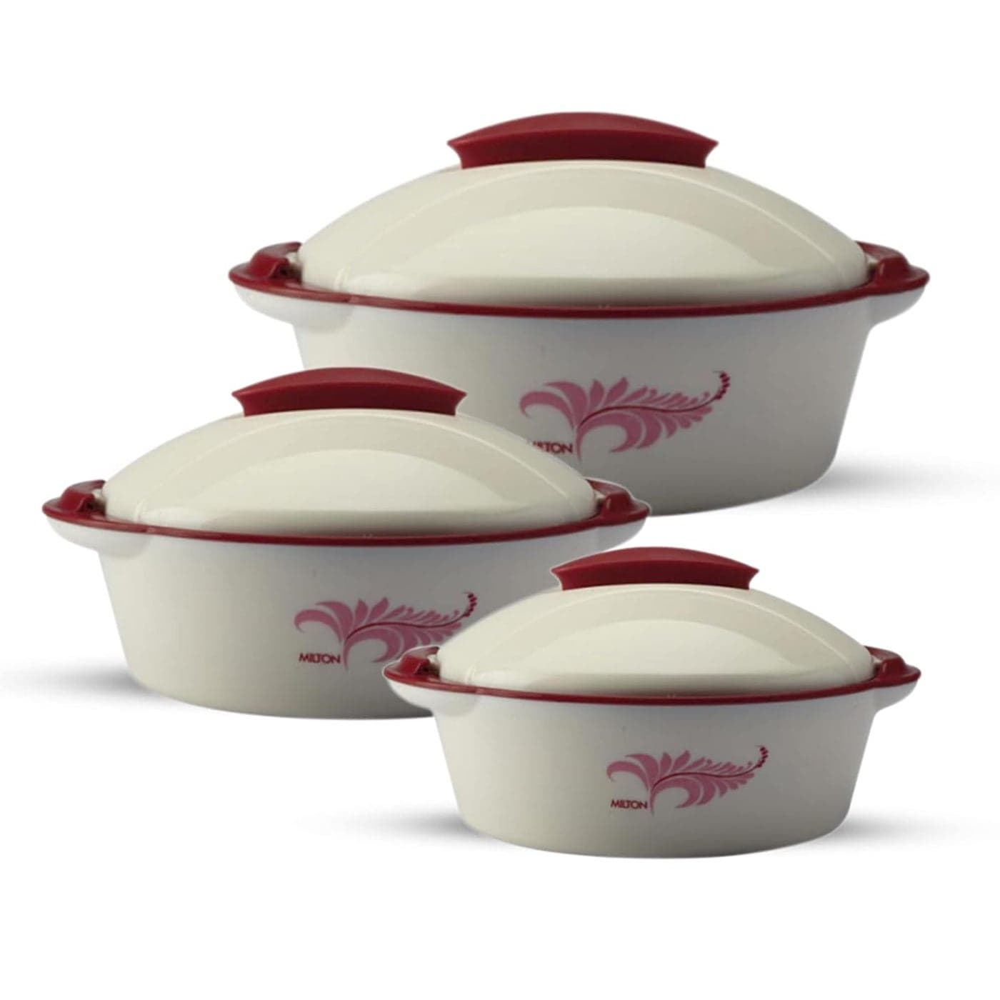 MILTON Crisp DLX Insulated Inner Steel Casserole Set of 3 430 ml 105 litres 170 litres Pink