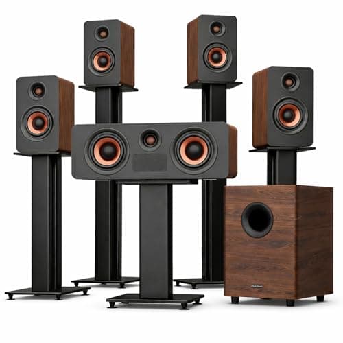 True 5.1.4 Hi-Fi Surround Sound System with Dolby Atmos, 900W Home Theater Sound Bar for Smart TV, Center Channel Speaker with 4 Surrounds, 25Hz Subwoofer, Hi-Fi Grade Crossover, Soundbar eARC, BT 5.4