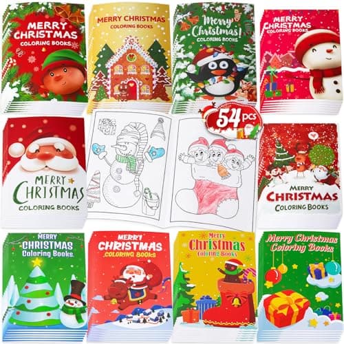 Eternity sky 54PCS Christmas Coloring Books Party Favors Xmas Stockings Goodie Bags Stuffer Filler Fun Holiday Party Supplies