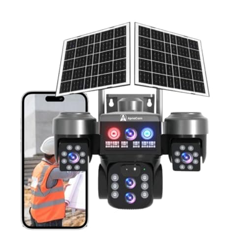 ApnaCam 15MP 3 Lens 4G Solar Powered Security Camera | Dual Solar Panel | 128GB Storage | Outdoor Waterproof CCTV | Night Vision, Motion Detection & Two-Way Audio | 4G SIM Based Wireless Camera