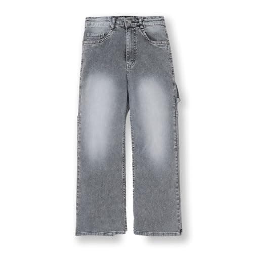 Urbano Juniors Boy's Grey Loose Baggy Fit Heavy Washed Carpenter Jeans with 6 Pockets Stretchable (junjeanlscarpntwlboy-mgrey-8-9)
