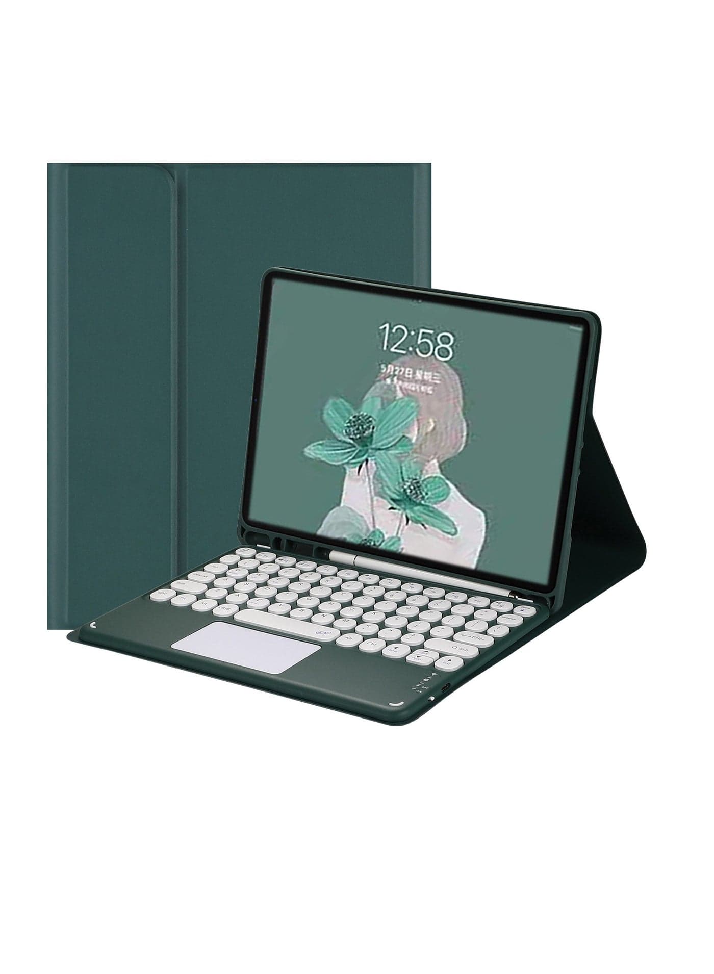 Wireless Bluetooth Detachable Keyboard Case with Round Keycaps and Touchpad Leather Protective Cover for Samsung Galaxy Tab S10 Lite 109 Inch 2025 Model SMX400 X406B