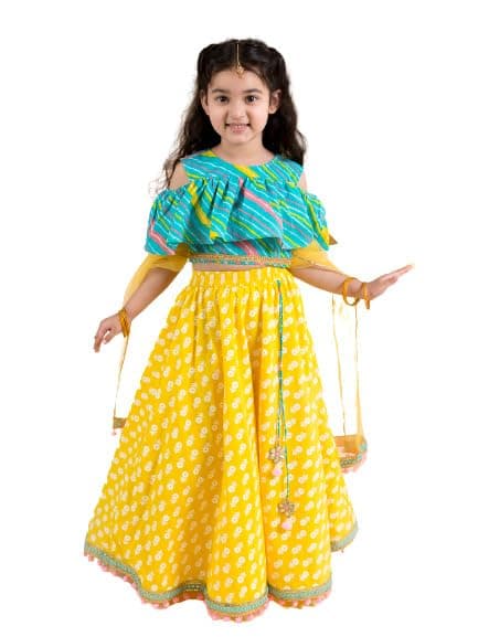 Pspeaches Girls Cotton Lehenga Choli Readymade Yellow 2 Years-3 Years