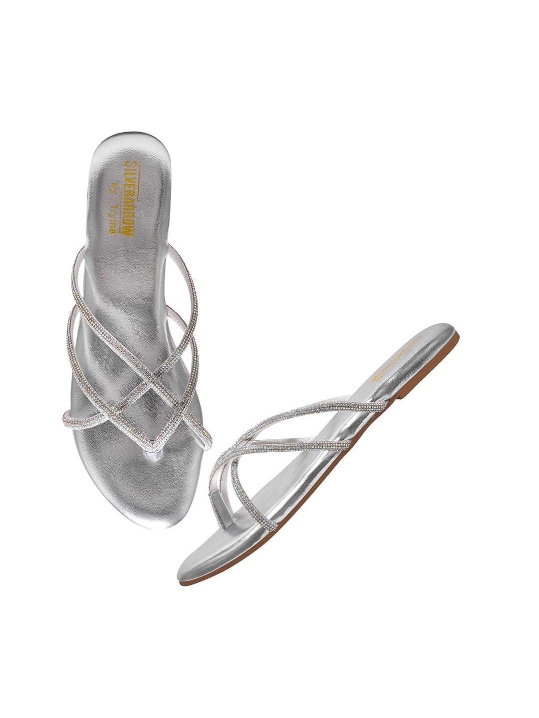 SilverArrow Women's Bounka Spark Design |Ethnic Wears|Flat Sandals, Silver, 7 UK