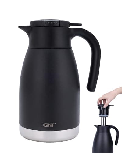 GiNT 51oz Thermal Coffee Carafe with Infuser – Insulated Tea Carafe, Removable Filter, Dishwasher-Safe | 1.5L 6–7 Cups, Wide Mouth, Leak-Proof Seal | Stainless Steel Beverage Server for Home & Office