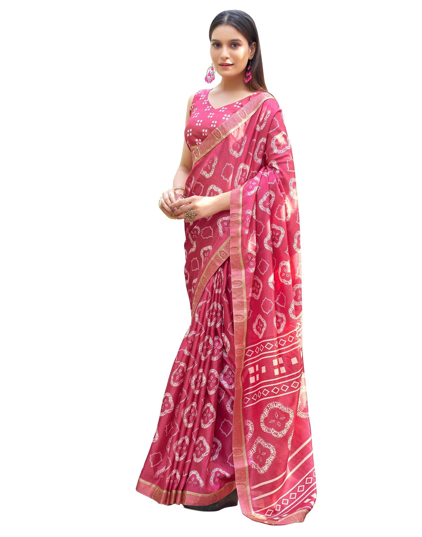 SIRIL Women's Dola Silk Printed Saree With Unstitched Blouse Piece (3479S215_Light Pink)