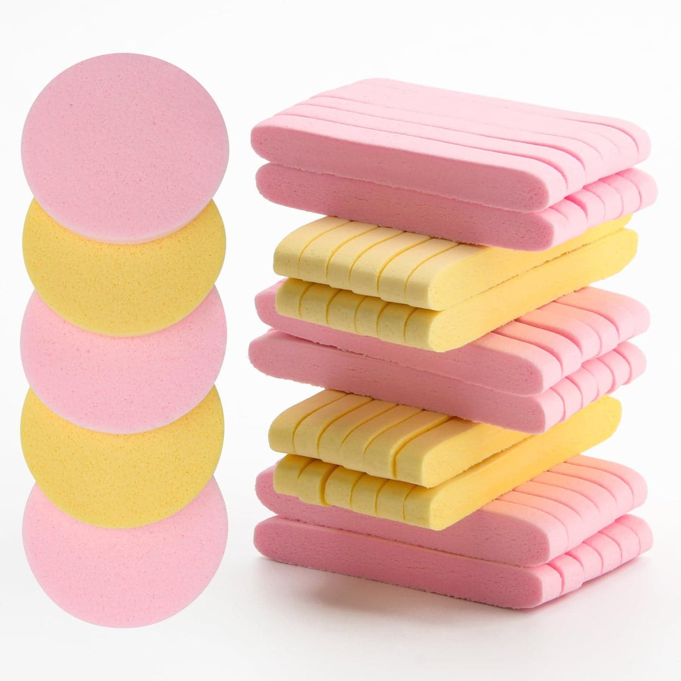 120 Pcs Facial Sponge Compressed Luxiv Face Cleansing Sponge Estheticians Compressed Makeup Facial Sponge Round Wash Face Sponges for Women Compress Exfoliating Removal Sponge PinkYellow