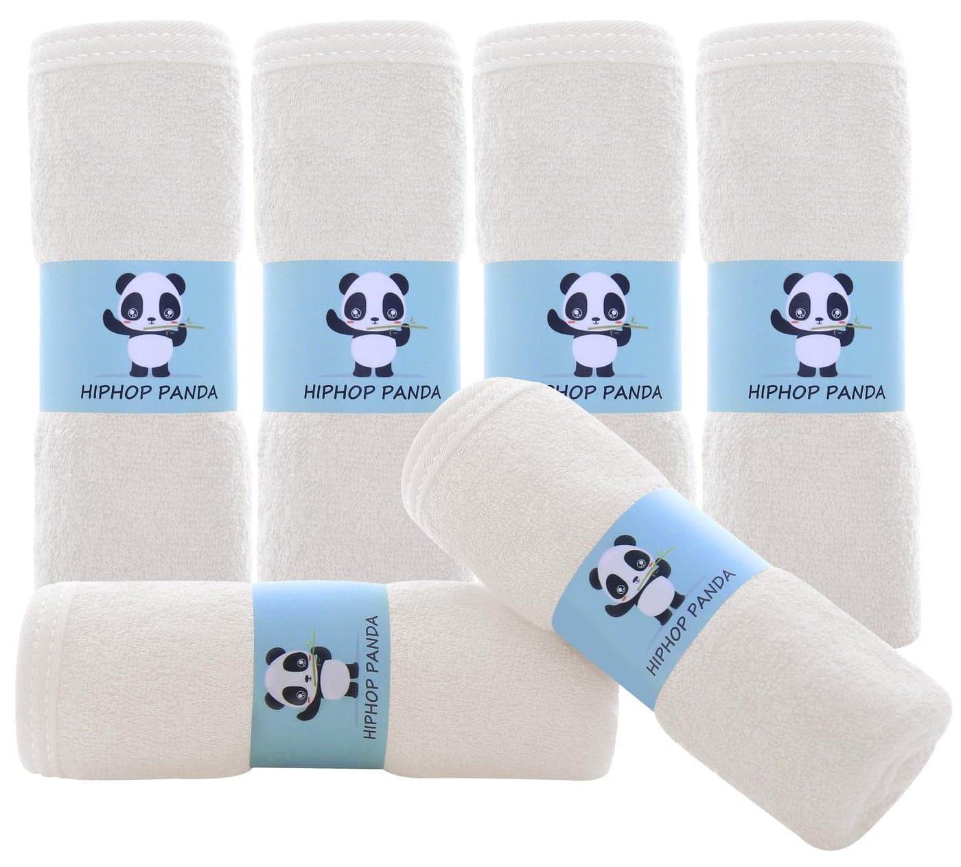 HIPHOP PANDA Baby Washcloths Rayon Made from Bamboo 2 Layer Ultra Soft Absorbent Newborn Bath Face Towel Reusable Baby Wipes for Delicate Skin Ivory 6 Pack