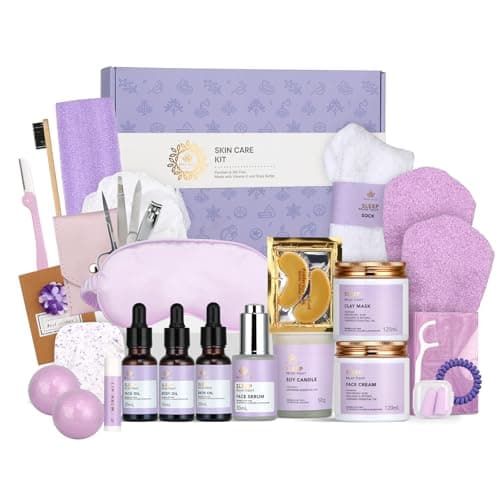 Facial Skin Care Set Spa Kit Mothers Day Gift Ideas Selfcare Relaxation Gifts Skin Care Collection with Essential Oils Hyaluronic Acid Vitamin E Lavender