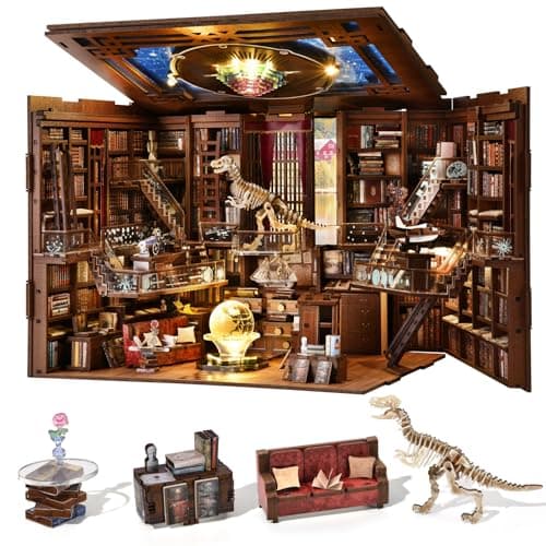CCCDF DIY Book Nook Kit Miniature Dollhouse Booknook Kit 3D Wooden Puzzle Bookend Bookshelf Insert Decor with LED Light for Teens and Adults Beyond Library Max