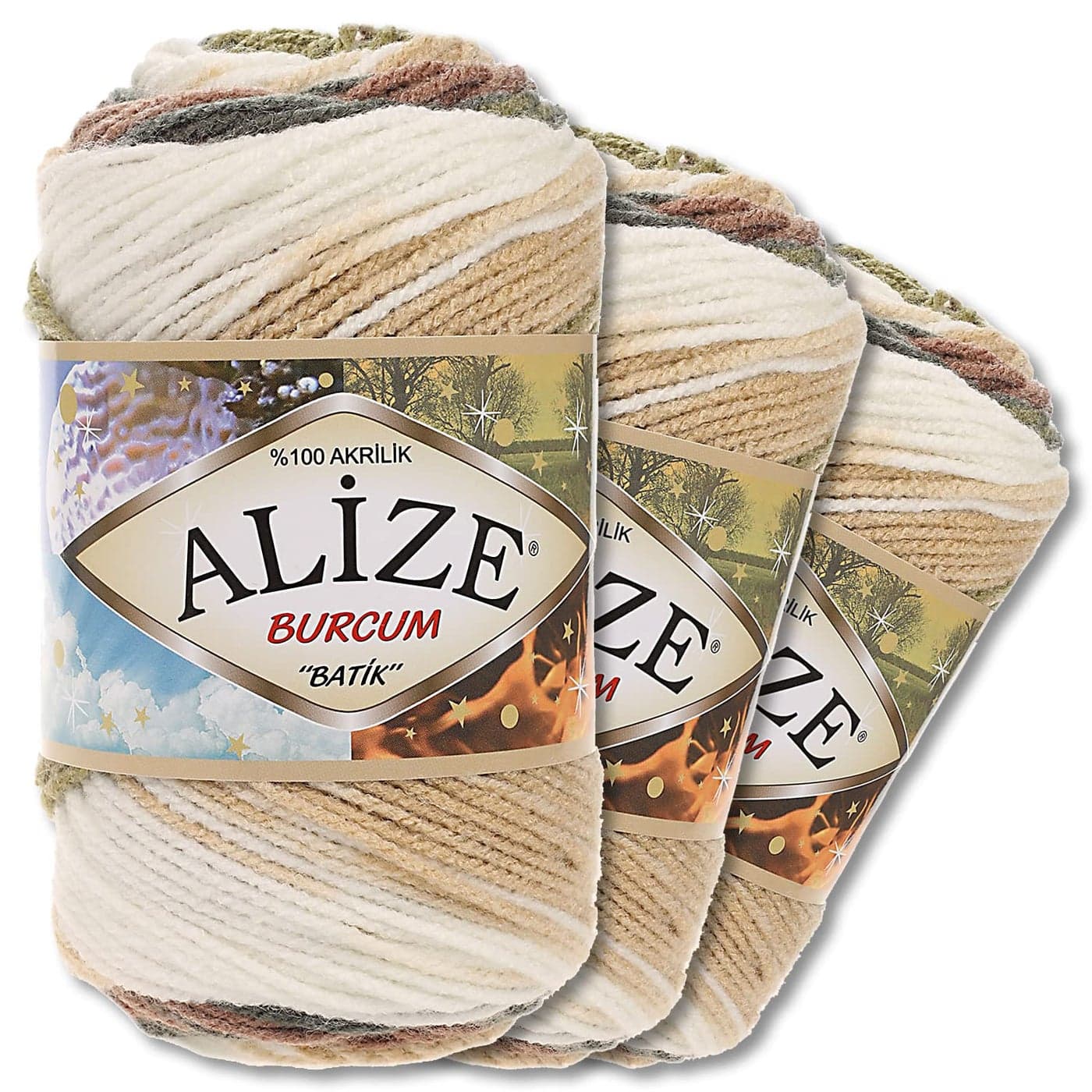 Wohnkult Alize 3 x 100 g Burcum Batik Premium Wool 100 Acrylic 29 Colours Gradient Accents 1893