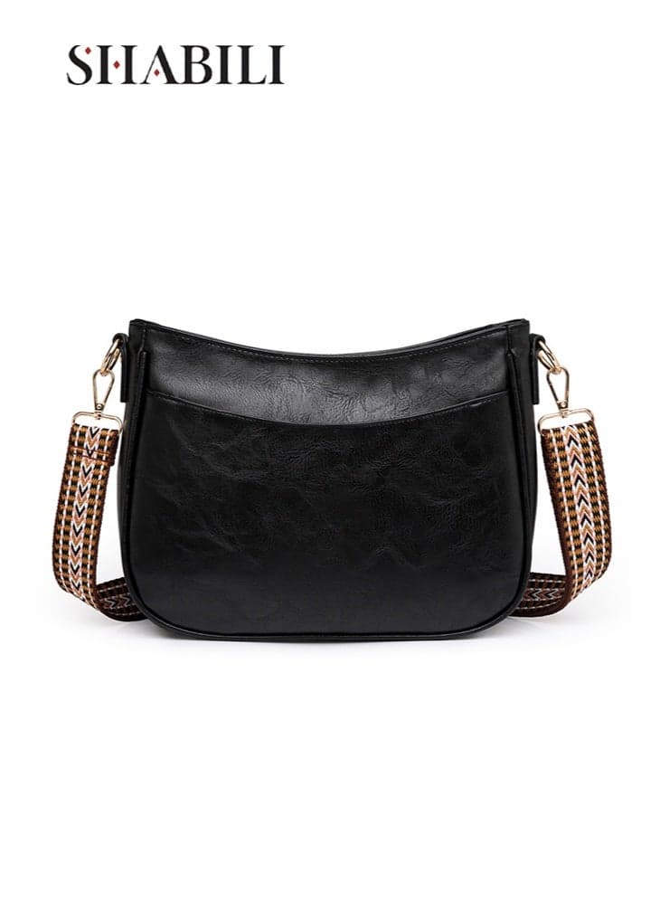 Women's Large Capacity Crossbody Bag, Ladies Adjustable Strap Hobo Bag Shoulder Bag Side Bag College Bag Tourist Bag, Retro PU Leather Hand Bag Satchel Bags for Girls/College Students(Black)